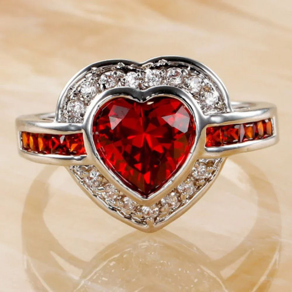SALE ** BRAND NEW ** .925 DIAMOND & RUBY HEART RING